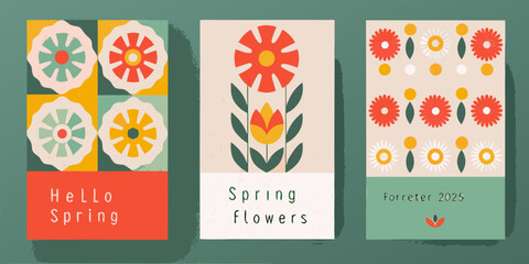 Floral bookmark set with spring greetings and decorative patterns © Bebdas