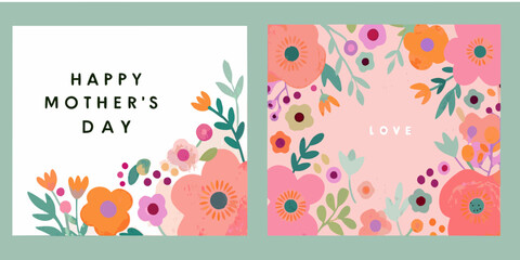 Festive mother s day greeting card design with floral illustrations © Bebdas