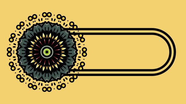 Yellow Background. Flower mandala motion. Title intro video with copy space