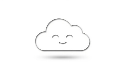 Fototapeta premium Simple cloud icon with smiling face representing weather and joy