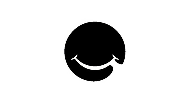 Minimalist black round smiley face icon for social media and branding