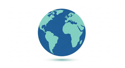 Obraz premium Minimalist blue world globe icon isolated on plain white background