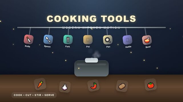 Kitchen Tools Animation | Modern Cooking Utensils Motion
