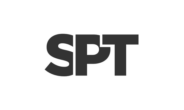 SPT logo design template with strong and modern bold text. Initial based vector logotype featuring simple and minimal typography. Trendy company identity.