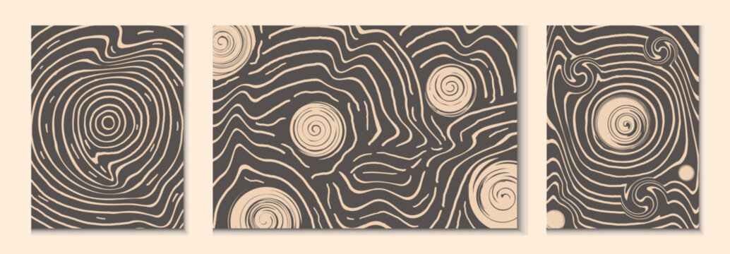 Abstract Psychodelic Duo-Tone Swirl Poster Set