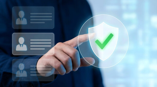Digital data protection hologram for cybersecurity and personal privacy verification concept.