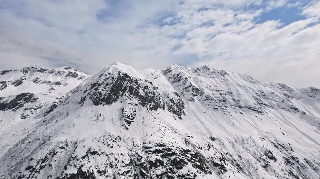 Crostaro peak in the Orobie mountains, Alps panorama after snowstorm