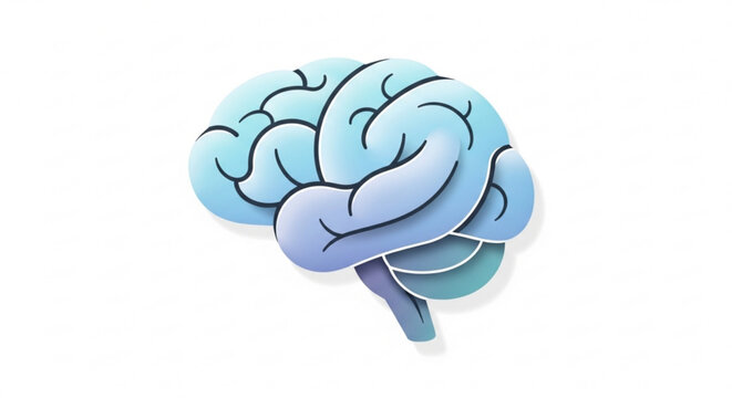 Abstract blue brain icon for health and cognitive science concepts