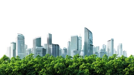 Obraz na płótnie Canvas Modern skyline with lush greenery