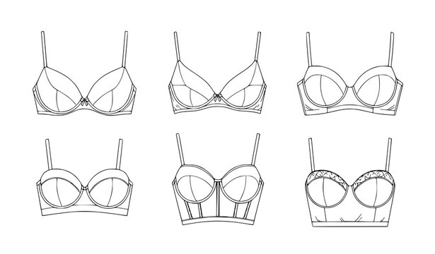 Fashion bra and bustier vector illustration set on white background