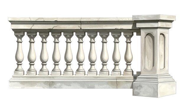 A detailed architectural rendering of a classic balustrade structure
