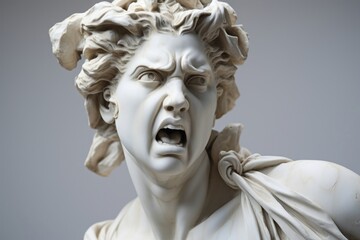 Obraz premium Greek sculpture female angry person statue human.