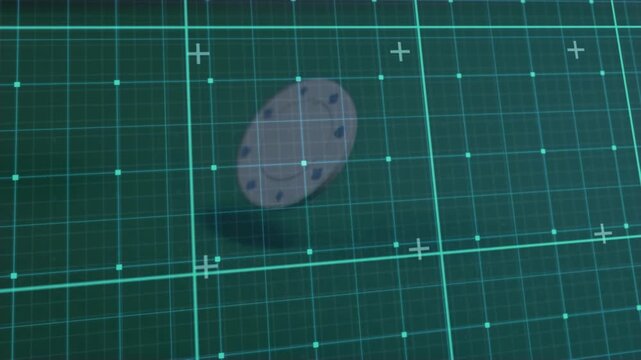 Animation of data processing over grid and casino chips