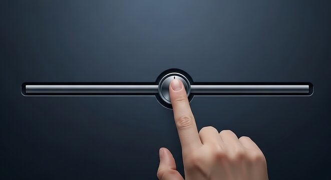 Finger adjusting slider control isolated on transparent background