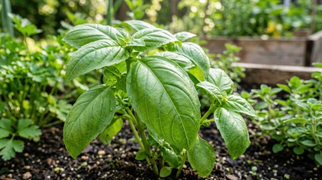 Fresh green basil leaves in close-up, fragrant herb texture, crisp veins and healthy culinary garden atmosphere, ultra-realistic, no logos.