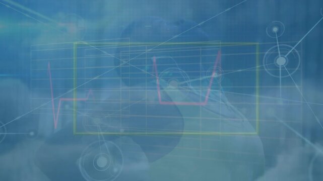 Animation of network of connections over register card and data processing