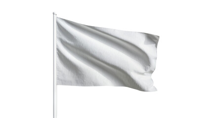 Waving white fabric flag on a pole, isolated on transparent background © Nina