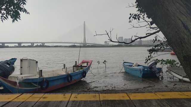 Bali, New Taipei City, Taiwan &ndash; April 5, 2026: April views of the Tamsui River in Bali and Tamsui, New Taipei City, Taiwan