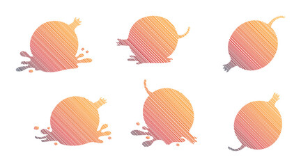 Fototapeta premium Playful cartoon illustrations of a round orange character in various dynamic poses with splashing effects