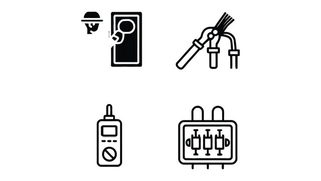 Electrical Icons in Graphic Design: A meticulously crafted set of electrical icons, perfect for illustrating the essence of industry, technology, and innovation.