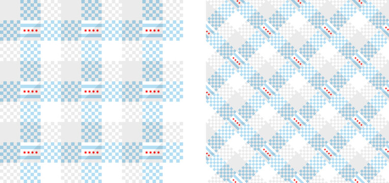 chicago flag plaid pattern set. vector illustration