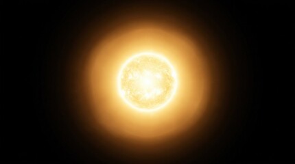 Fototapeta premium A bright golden sun glow isolated in darkness, soft radiant halo and concentrated warm light with pure luminous clarity, ultra-realistic, no logos.