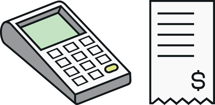 Point of Sale Terminal with Receipt Illustration