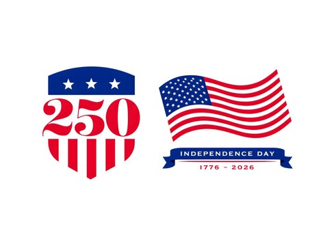 American Independence Day logo and flag design for 250th anniversary celebration