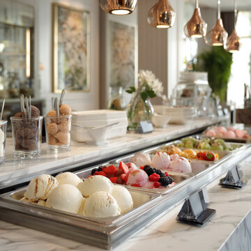 Lunch buffet in a luxury hotel , Ice cream station