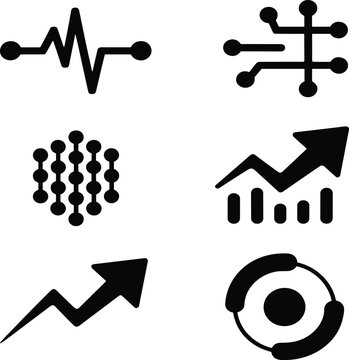 Black and white abstract including graphs, nodes, and arrows vector illustration EPS PNG file