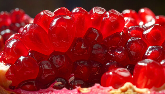 Close up of fresh red pomegranate seeds