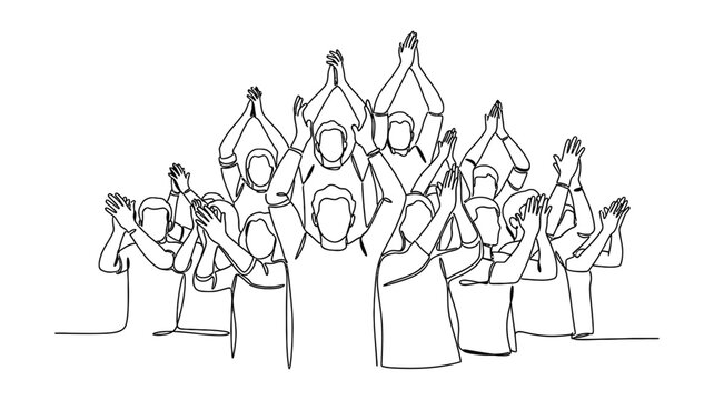 Continuous line drawing of people protesting. Continuous line style. Hand drawn. Line art. Vector design. illustration
