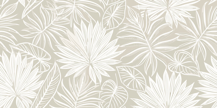 Elegant tropical leaves create a seamless repeating wallpaper pattern