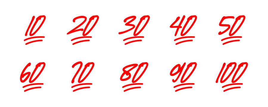 Set of Hand drawn exam score illustration vector.