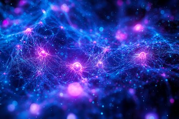 Fototapeta premium Blue and purple social network interface, representing digital communication and the interconnectedness of modern technology, Generative AI