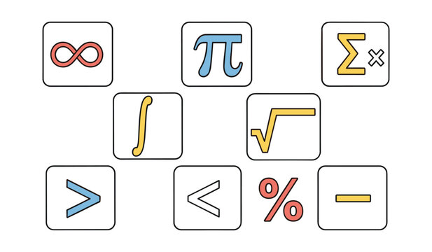 Collection of mathematical symbols in colorful infinity sigma