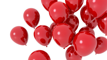 Cluster of red balloons with dark red polka dots, isolated on transparent background © GODSTOX