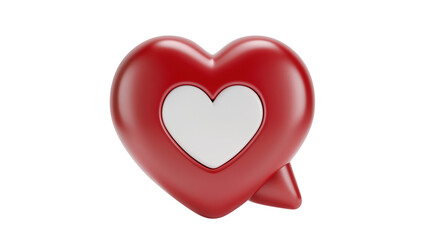 Obraz premium Shiny red heart shape with white inner heart, isolated on transparent background