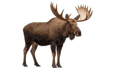 Fototapeta premium Majestic bull moose with large antlers, isolated on transparent background