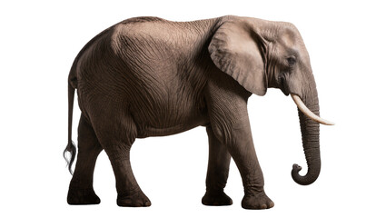 Fototapeta premium African elephant with tusks walking, isolated on transparent background