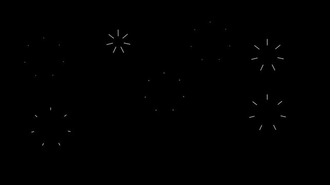 Circle burst line shape, shiny, vibrant circle burst firework explosion animation, circle pop up loop fireworks, celebrate, explosion, bursting on black background. 4k video