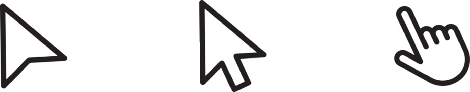 Vector graphic illustration of computer mouse cursor icons and hand pointer