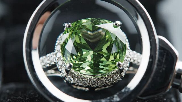 Oval Green Chrysoberyl Diamond Ring