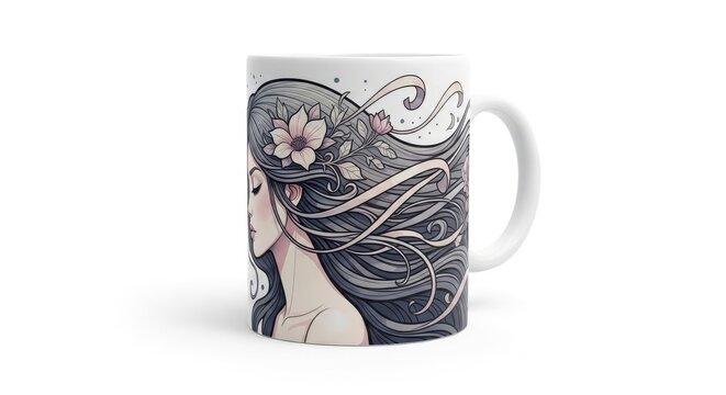 Art Nouveau Fairy Tale Princess Portrait with Floral Wreaths