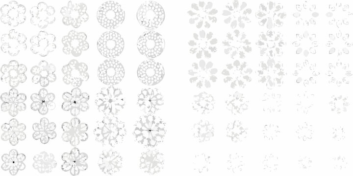 Arrangement of delicate floral doily patterns in varying degrees of clarity