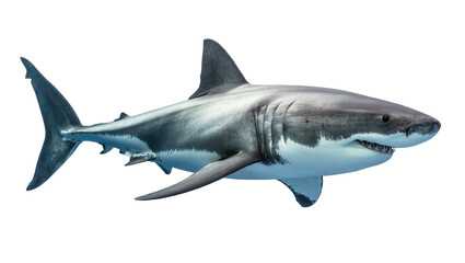 Naklejka premium Great white shark swimming, isolated on transparent background