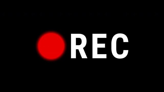 Motion graphic video recording animation., Recording Icon Button Animation on Alpha Channel, rec text camera recording icon blink animation, 4K video.