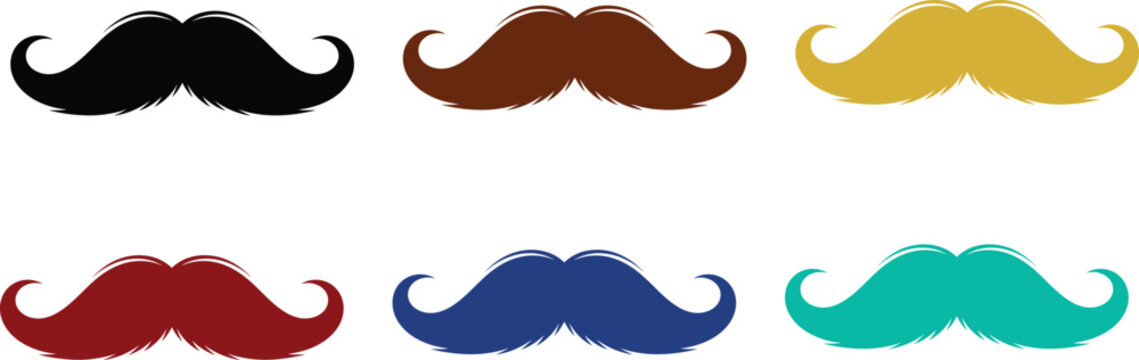Colorful mustache collection a variety of styles and hues