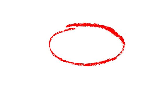 circle on white background in animated scribble style stop motion. Symbol of ellipse hand drawn in isolated footage ready to use in online interface to highlight necessary information