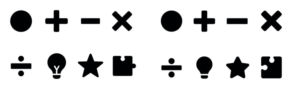 Basic icons with circle plus minus flat